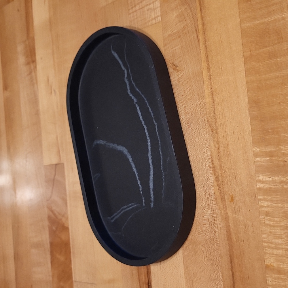 Threshold Black Marble-Pattern Oval Tray